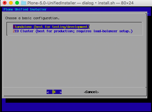 Shows menu to choose between standalone and zeo