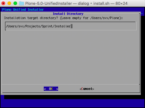 Shows menu to set installation target